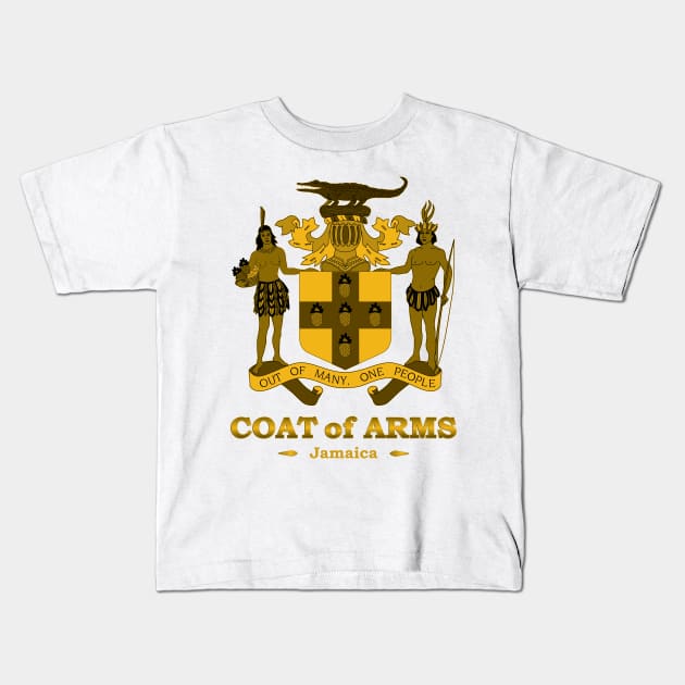 Jamaica Coat of Arms Gold Kids T-Shirt by IslandConcepts